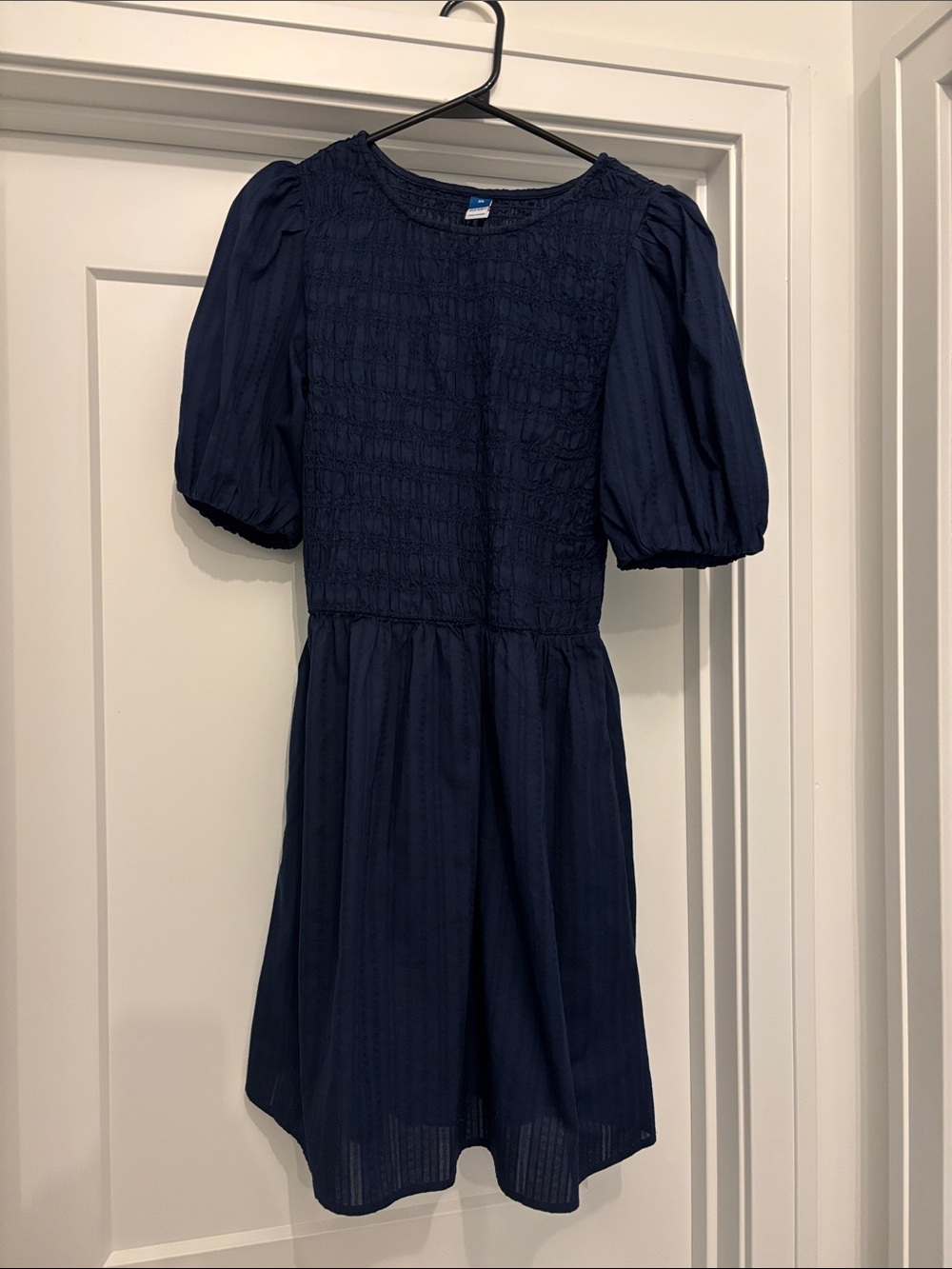 Old Navy Navy Puff-Sleeve Smocked Mini Dress